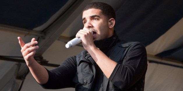 NEW ORLEANS - APRIL 24: Canadian actor, rapper and recording artist Drake performs during day 2 of the 41st annual New Orleans Jazz & Heritage Festival at the Fair Grounds Race Course on April 24, 2010 in New Orleans, Louisiana. (Photo by Skip Bolen/WireImage)