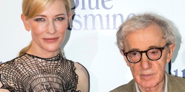 PARIS, FRANCE - AUGUST 27: (L-R) Actress Cate Blanchett and director Woody Allen attend the Paris premiere of Allen's latest movie 'Blue Jasmine' at UGC Cine Cite Bercy on August 27, 2013 in Paris, France. (Photo by Bertrand Rindoff Petroff/Getty Images)