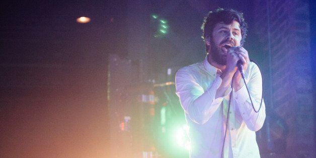 BIRMINGHAM, AL - OCTOBER 03: Michael Angelakos of Passion Pit performs at Iron City on October 3, 2013 in Birmingham, Alabama. (Photo by David A. Smith/Getty Images)