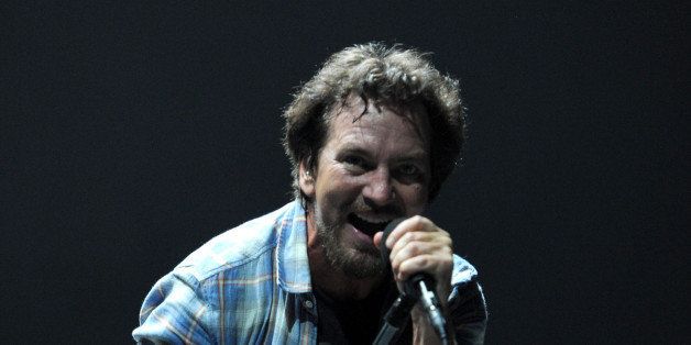 NEW YORK, NY - OCTOBER 18: (Exclusive Coverage) Eddie Vedder of Pearl Jam performs at Barclays Center of Brooklyn on October 18, 2013 in New York City. (Photo by Kevin Mazur/WireImage)