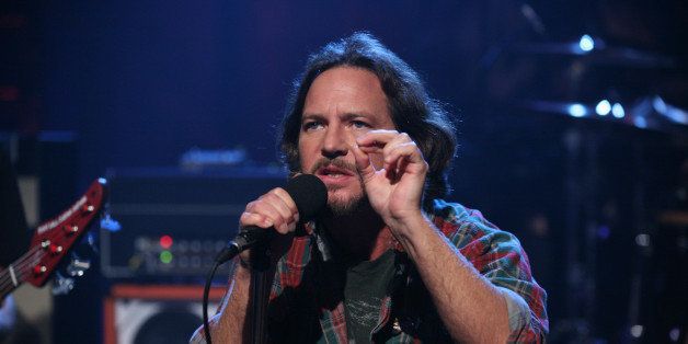LATE NIGHT WITH JIMMY FALLON -- Episode 499 -- Pictured: Musical Guest Pearl Jam (Eddie Vedder) performs on Sept 8, 2011 (Photo by Lloyd Bishop/NBC/NBCU Photo Bank via Getty Images)