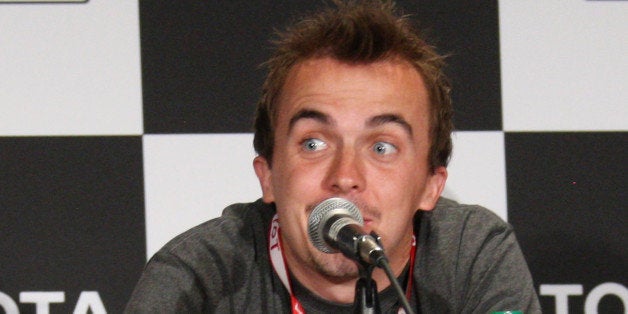 LONG BEACH, CA - APRIL 16: Pro driver second place finisher Frankie Muniz speaks during the press conference with the race winners after the 35th Annual Toyota Pro/Celebrity Race on April 16, 2011 in Long Beach, California. (Photo by Ryan Miller/Getty Images)