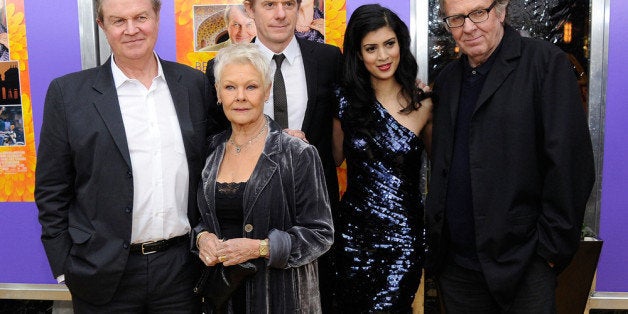 NEW YORK, NY - APRIL 23: Producer John Madden, actress Judi Dench, producer Graham Broadbent, actress Tena Desae and actor Tom Wilkinson attend the 'The Best Exotic Marigold Hotel' New York Premiere at Ziegfeld Theatre on April 23, 2012 in New York City. (Photo by Jason Kempin/Getty Images)