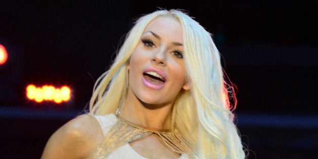 LOS ANGELES, CA - OCTOBER 17: Courtney Stodden walks the runway wearing Maggie Barry at Fashion Minga - Art.Music.Dance. at