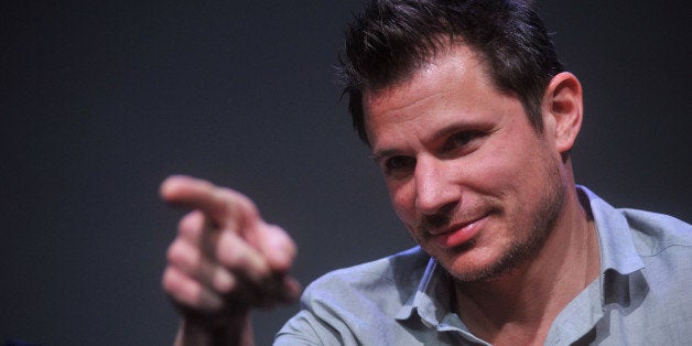 NEW YORK, NY - MAY 08: Nick Lachey of 98 Degrees performs at Meet the Musicians at the Apple Store Soho on May 8, 2013 in Ne