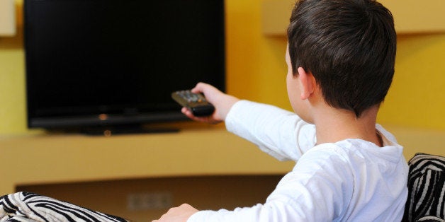 little boy watching tv