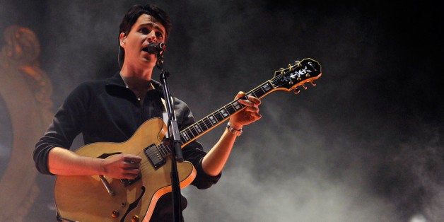 LAS VEGAS, NV - OCTOBER 27: Singer/guitarist Ezra Koenig of Vampire Weekend performs during the Life is Beautiful festival o