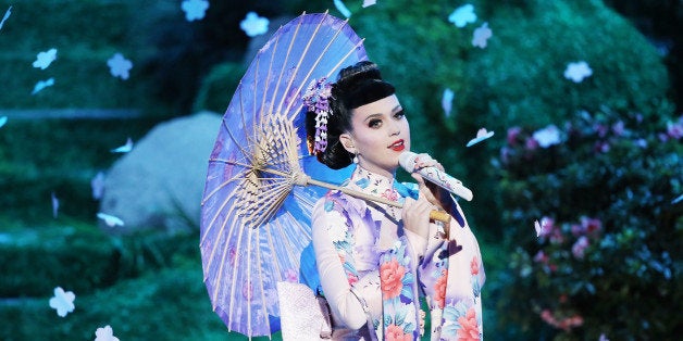 LOS ANGELES, CA - NOVEMBER 24: Katy Perry performs onstage at the 2013 American Music Awards held at Nokia Theatre L.A. Live on November 24, 2013 in Los Angeles, California. (Photo by Michael Tran/FilmMagic)