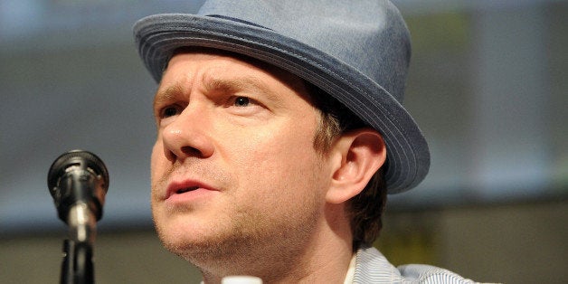 SAN DIEGO, CA - JULY 14: Actor Martin Freeman participates in Warner Bros. Pictures And Legendary Pictures Preview - 'The Hobbit: An Unexpected Journey' - Comic-Con International 2012 held at San Diego Convention Center on July 14, 2012 in San Diego, California. (Photo by Albert L. Ortega/Getty Images)