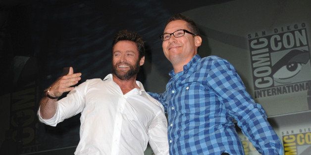 SAN DIEGO, CA - JULY 20: Actor Hugh Jackman (L) and Bryan Singer at the 20th Century Fox panel 'X-Men: Days of Future Past' during Comic-Con International 2013 at San Diego Convention Center on July 20, 2013 in San Diego, California. (Photo by Albert L. Ortega/Getty Images)