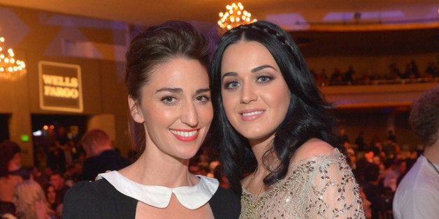 LOS ANGELES, CA - DECEMBER 02: Singer Sara Bareilles and honoree Katy Perry attend 'Trevor Live' honoring Katy Perry and Aud