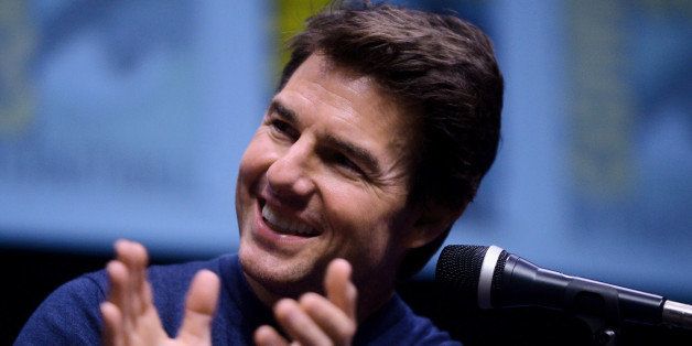 SAN DIEGO, CA - JULY 20: Actor Tom Cruise speaks onstage at the Warner Bros. and Legendary Pictures preview of 'Edge of Tomorrow' during Comic-Con International 2013 at San Diego Convention Center on July 20, 2013 in San Diego, California. (Photo by Albert L. Ortega/Getty Images)