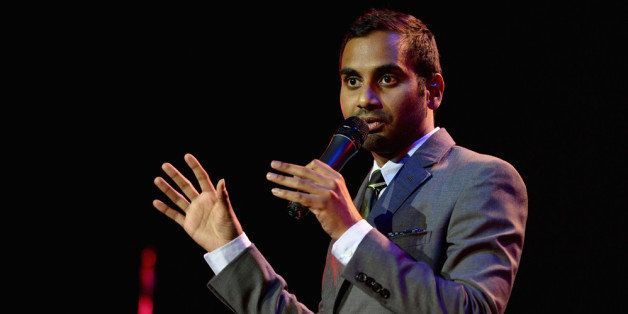 HOLLYWOOD, CA - NOVEMBER 16: Comedian Aziz Ansari speaks onstage during Variety's 4th Annual Power of Comedy presented by Xbox One benefiting the Noreen Fraser Foundation at Avalon on November 16, 2013 in Hollywood, California. (Photo by Michael Kovac/Getty Images for Variety)