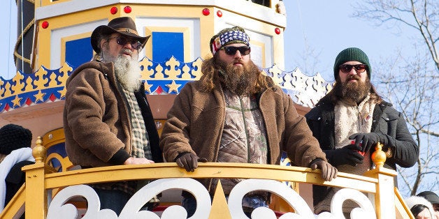 NEW YORK, NY - NOVEMBER 28: (L-R) TV personalities Silas Merritt 'Si' Robertson, WIllie Robertson and Jep Robertson of Duck Dynasty attend the 87th annual Macy's Thanksgiving Day parade on November 28, 2013 in New York City. (Photo by Michael Stewart/WireImage)