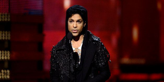 LOS ANGELES, CA - FEBRUARY 10: Musician Prince speaks onstage at the 55th Annual GRAMMY Awards at Staples Center on February 10, 2013 in Los Angeles, California. (Photo by Kevork Djansezian/Getty Images)