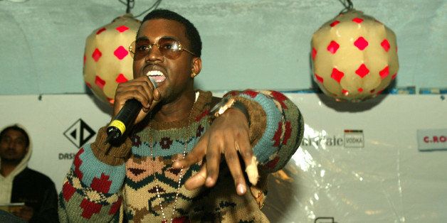 NEW YORK - MARCH 11: Rapper Kanye West performs at the Lifebeat Hearts and Voices benefit for AIDS research on March 11, 2004 at Float, in New York City. (Photo by Peter Kramer/Getty Images)