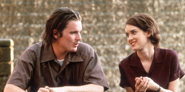 Ethan Hawke sits with Winona Ryder in a scene from the film 'Reality Bites', 1994. (Photo by Universal/Getty Images)