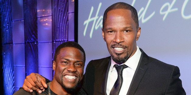 BEVERLY HILLS, CA - AUGUST 09: Kevin Hart (L) and Jamie Foxx attend 13th Annual Harold And Carole Pump Foundation Gala Honoring Jamie Foxx, Shaquille O'Neal, And Joe Torre at The Beverly Hilton Hotel on August 9, 2013 in Beverly Hills, California. (Photo by Michael Kovac/WireImage)