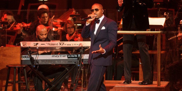 WASHINGTON, DC - March 28th, 2014 - Rapper Nas performs his classic debut album Illmatic with the National Symphony Orchestra