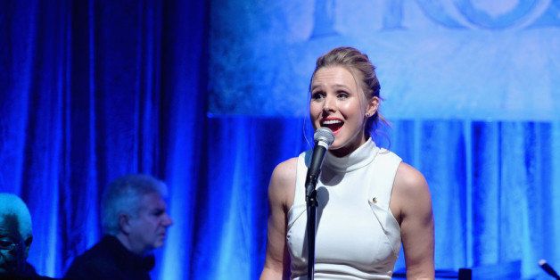LOS ANGELES, CA - FEBRUARY 09: FOR THE FIRST TIME IN FOREVER, the music of Disney's 'Frozen' was celebrated with live performances at Los Angeles Vibrato Grill Jazz club tonight. Kristen Bell (voice of Anna), Idina Menzel (voice of Elsa), Josh Gad (voice of Olaf) and Santino Fontana (voice of Hans) took the stage, accompanied by a live orchestra conducted by David Metzger, to perform songs from the Oscar®-nominated, Golden Globe®-winning film, including the Oscar-nominated 'Let It Go' on February 9, 2014 in Los Angeles, California.The packed house included songwriters Kristen Anderson-Lopez and Robert Lopez, composer Christophe Beck, directors Chris Buck and Jennifer Lee, producer Peter Del Vecho and executive producer John Lasseter, in addition to a host of celebrity guests. In theaters since Nov. 27, 2013, 'Frozen' has earned more than $900 million worldwide. The 'Frozen' soundtrack has held the No. 1 position on the Billboard 200 chart for four non-consecutive weeks, and is the longest-running No. 1 film soundtrack since 2003. Worldwide, the album has sold more 1 million units and 3.4 million tracks. At iTunes, the album has peaked at No. 1 in more than 30 countries. (Photo by Alberto E. Rodriguez/Getty Images for Disney)