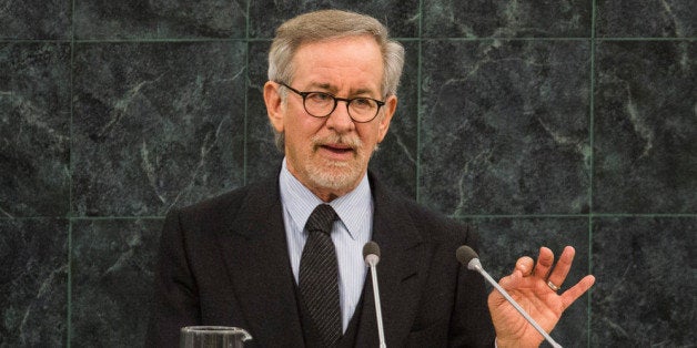 NEW YORK, NY - JANUARY 27: Academy Award winning film maker Steven Spielberg speaks during a Memorial Ceremony to mark the International Day of Commemoration in Memory of the Victims of the Holocaust at the United Nations on January 27, 2014 in New York City. Spielberg spoke alongside United States Ambassador to the United Nations, Samantha Power, and Holocaust surivivor Rena Finder, among others. (Photo by Andrew Burton/Getty Images)