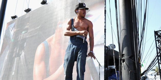 INDIO, CA - APRIL 13: Chance The Rapper performs onstage during day 3 of the 2014 Coachella Valley Music & Arts Festival at the Empire Polo Club on April 13, 2014 in Indio, California. (Photo by Kevin Winter/Getty Images for Coachella)