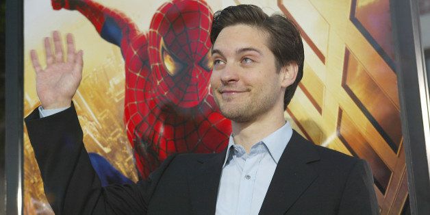 Tobey Maguire arrives for the premiere of 'Spider Man' at the Mann Village in Westwood, Ca., April 29, 2002. photo by Kevin Winter/ImageDirect