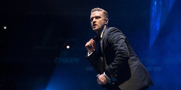 PARIS, FRANCE - APRIL 26: Justin Timberlake performs at Stade de France on April 26, 2014 in Paris, France. (Photo by David W