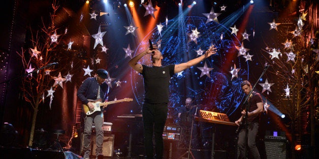 SATURDAY NIGHT LIVE -- 'Andrew Garfield' Episode 1660 -- Pictured: Jonny Buckland, Chris Martin, Will Champion and Guy Berrym