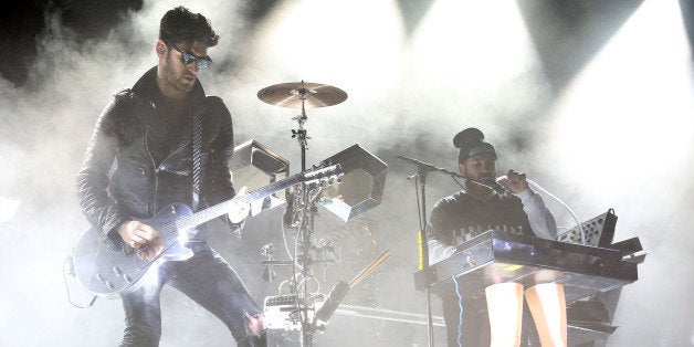 COLUMBIA, MD - MAY 10: Dave 1 and P-Thugg of Chromeo perform during the 2014 Sweetlife Music & Food Festival at Merriweather