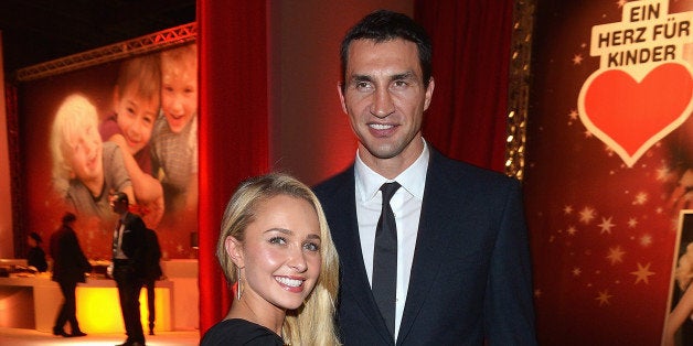 BERLIN, GERMANY - DECEMBER 07: Hayden Panettiere and Wladimir Klitschko attend the Ein Herz Fuer Kinder Gala 2013 at Flughafen Tempelhof on December 7, 2013 in Berlin, Germany. (Photo by Luca Teuchmann/Getty Images)