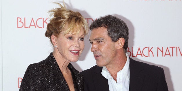 NEW YORK, NY - NOVEMBER 18: Actors Melanie Griffith and Antonio Banderas attend the 'Black Nativity' premiere at The Apollo Theater on November 18, 2013 in New York City. (Photo by Jim Spellman/WireImage)