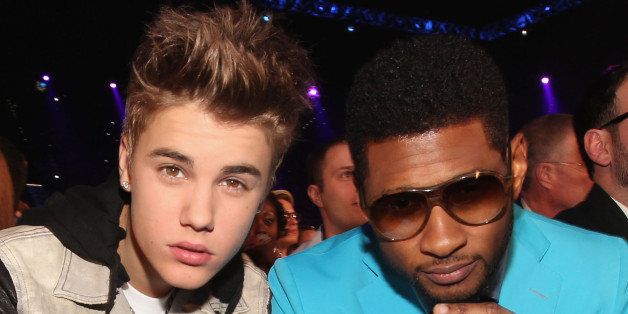 LAS VEGAS, NV - MAY 20: (EXCLUSIVE COVERAGE) Singers Justin Bieber (L) and Usher attend the 2012 Billboard Music Awards held at the MGM Grand Garden Arena on May 20, 2012 in Las Vegas, Nevada. (Photo by Christopher Polk/Billboards2012/Getty Images for ABC)