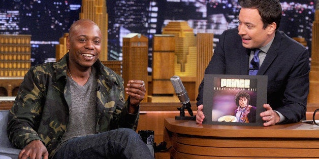 NEW YORK, NY - JUNE 11: Dave Chappelle during an interview with host Jimmy Fallon on 'The Tonight Show Starring Jimmy Fallon' at Rockefeller Center on June 11, 2014 in New York City. (Photo by Jamie McCarthy/NBC/Getty Images for 'The Tonight Show Starring Jimmy Fallon')