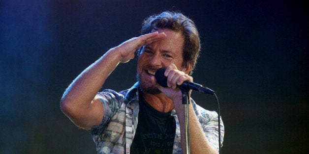 AUCKLAND, NEW ZEALAND - JANUARY 17: Eddie Vedder of Pearl Jam performs live for fans during the 2014 Big Day Out Festival at Western Springs on January 17, 2014 in Auckland, New Zealand. (Photo by Jason Oxenham/Getty Images)