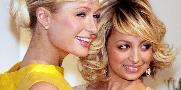 LOS ANGELES - JANUARY 17: 'The Simple Life's' Paris Hilton (L) and Nicole Richie arrive at the 'White Hot Winter on Fox' TCA Party at Meson G on January 17, 2005 in Los Angeles, California. (Photo by Kevin Winter/Getty Images)