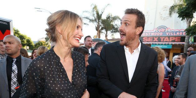 WESTWOOD, CA - JULY 10: Actors Cameron Diaz (L) and Jason Segel attend the premiere of Columbia Pictures' 'Sex Tape' at Regency Village Theatre on July 10, 2014 in Westwood, California. (Photo by Christopher Polk/Getty Images)