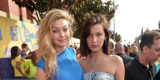 LOS ANGELES, CA - MARCH 29: Models Gigi Hadid (L) and Bella Hadid attend Nickelodeon's 27th Annual Kids' Choice Awards held