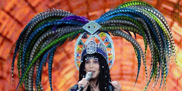 LAS VEGAS, NV - MAY 25: Singer Cher performs at the MGM Grand Garden Arena during her Dressed to Kill tour on May 25, 2014 in Las Vegas, Nevada. (Photo by Ethan Miller/Getty Images)