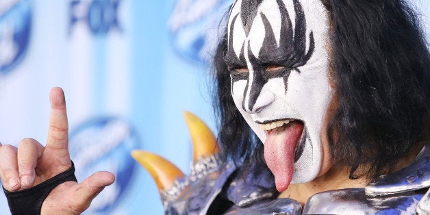 LOS ANGELES, CA - MAY 21: Gene Simmons of KISS arrives at Fox's 'American Idol' XIII Finale held at Nokia Theatre L.A. Live on May 21, 2014 in Los Angeles, California. (Photo by Michael Tran/FilmMagic)