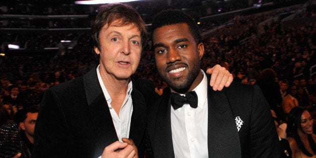 (EXCLUSIVE, Premium Rates Apply) LOS ANGELES, CA - FEBRUARY 08: *EXCLUSIVE* Sir Paul McCartney and Kanye West at the 51st Annual GRAMMY Awards at the Staples Center on February 8, 2009 in Los Angeles, California. (Photo by Kevin Mazur/WireImage)