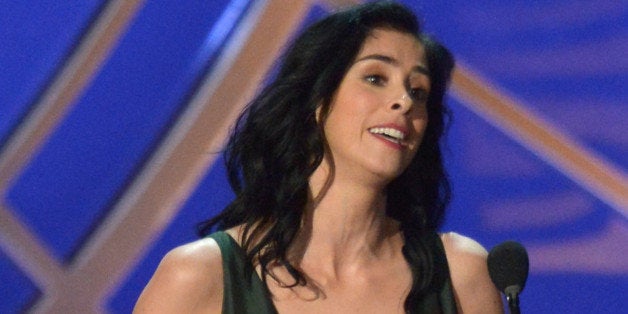 LOS ANGELES, CA - AUGUST 25: Actress Sarah Silverman speaks onstage at the 66th Annual Primetime Emmy Awards held at Nokia Theatre L.A. Live on August 25, 2014 in Los Angeles, California. (Photo by Lester Cohen/WireImage)