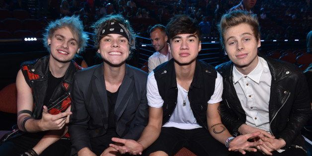 INGLEWOOD, CA - AUGUST 24: (L-R) Musicians Michael Clifford, Ashton Irwin, Calum Hood, and Luke Hemmings of 5 Seconds of Summer attend the 2014 MTV Video Music Awards at The Forum on August 24, 2014 in Inglewood, California. (Photo by MTV/MTV1415/Getty Images for MTV)