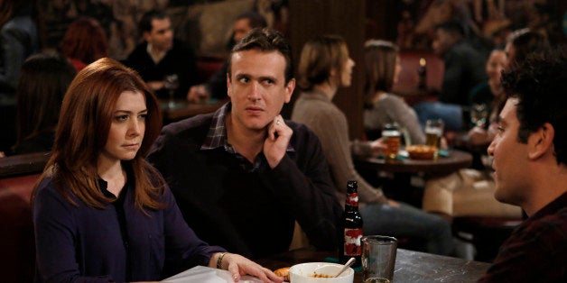 LOS ANGELES - DECEMBER 7: 'Band or D.J. ?' -- Coverage of the CBS series HOW I MET YOUR MOTHER, scheduled to air on the CBS Television Network. Alyson Hannigan as Lily Aldrin, Jason Segel as Marshall Eriksen and Josh Radnor as Ted Mosby. (Photo by Cliff Lipson/CBS via Getty Images) 