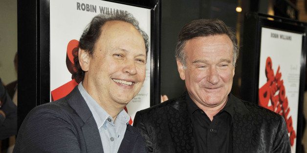 LOS ANGELES, CA - AUGUST 13: Actors Billy Crystal (L) and Robin Williams pose at the premiere of Magnolia Pictures' 'World's Greatest Dad' at The Landmark Theater on August 13, 2009 in Los Angeles, California. (Photo by Kevin Winter/Getty Images)