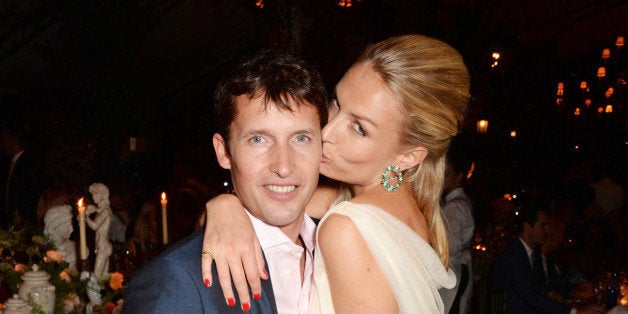 WINDSOR, ENGLAND - SEPTEMBER 04: PREMIUM PRICING APPLIES. James Blunt (L) and Sofia Wellesley attend the Woodside End of Summer party to benefit the Elton John AIDS Foundation sponsored by Chopard and Grey Goose at Woodside on September 4, 2014 in Windsor, England. A percentage of revenue from the sale of this image will be donated to the Elton John AIDS Foundation. EJAF is one of the world's largest HIV grant-makers ejaf.org/London (Photo by Dave Benett/Elton John AIDS Foundation/WireImage)