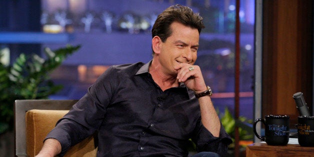 THE TONIGHT SHOW WITH JAY LENO -- Episode 4442 -- Pictured: Actor Charlie Sheen during an interview on April 10, 2013 -- (Pho