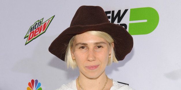 NEW YORK, UNITED STATES - SEPTEMBER 18: Actress Zosia Mamet (L) and Paul Rodriguez (2nd from R) with guests catch Bleachers perform at the Dew Tour Brooklyn Mountain Dew Kickoff Party on Thursday, Sept. 18 at the House of Vans in New York, NY. The event celebrated the 10th anniversary of Dew Tour. Dew Tour Brooklyn will be held Sept. 20th and 21st at House of Vans. (Photo by Craig Barritt/Getty Images for Mountain Dew)