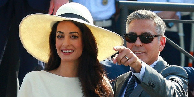 VENICE, ITALY - SEPTEMBER 29: George Clooney and Amal Alamuddin sighting during their civil wedding at Canal Grande on September 29, 2014 in Venice, Italy. (Photo by Robino Salvatore/GC Images)