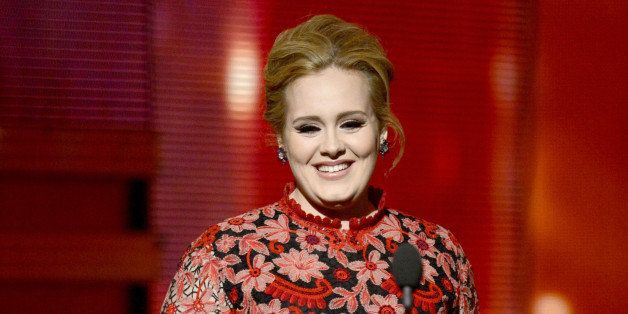 LOS ANGELES, CA - FEBRUARY 10: Musician Adele speaks onstage during the 55th Annual GRAMMY Awards at STAPLES Center on February 10, 2013 in Los Angeles, California. (Photo by Kevin Winter/WireImage)